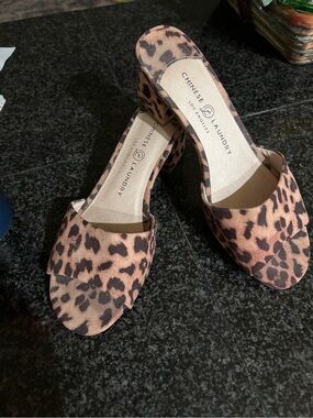 Chinese Laundry Leopard Print Open-Toe Block Heel Mules - Brown